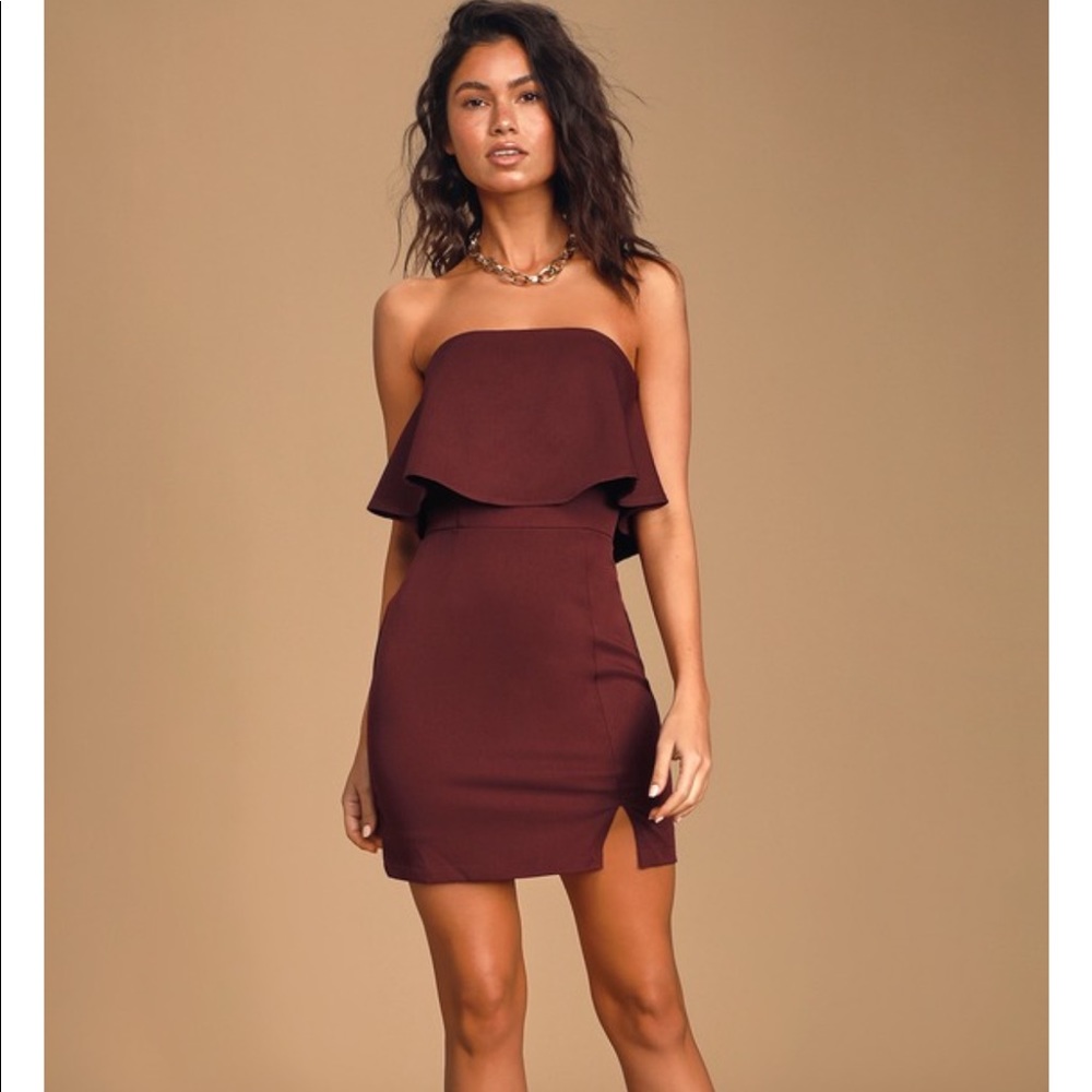 Lulus  strapless bodycon dress burgundy